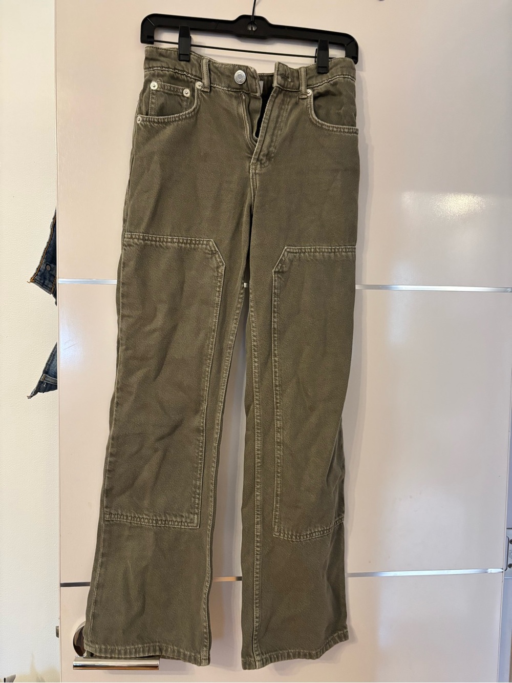 Zara Olive Green Wide-Leg Utility Jeans size 2 worn twice